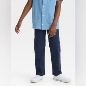 JANIE AND JACK linen cotton pull on pant navy blue drawstring waist NEW size 7